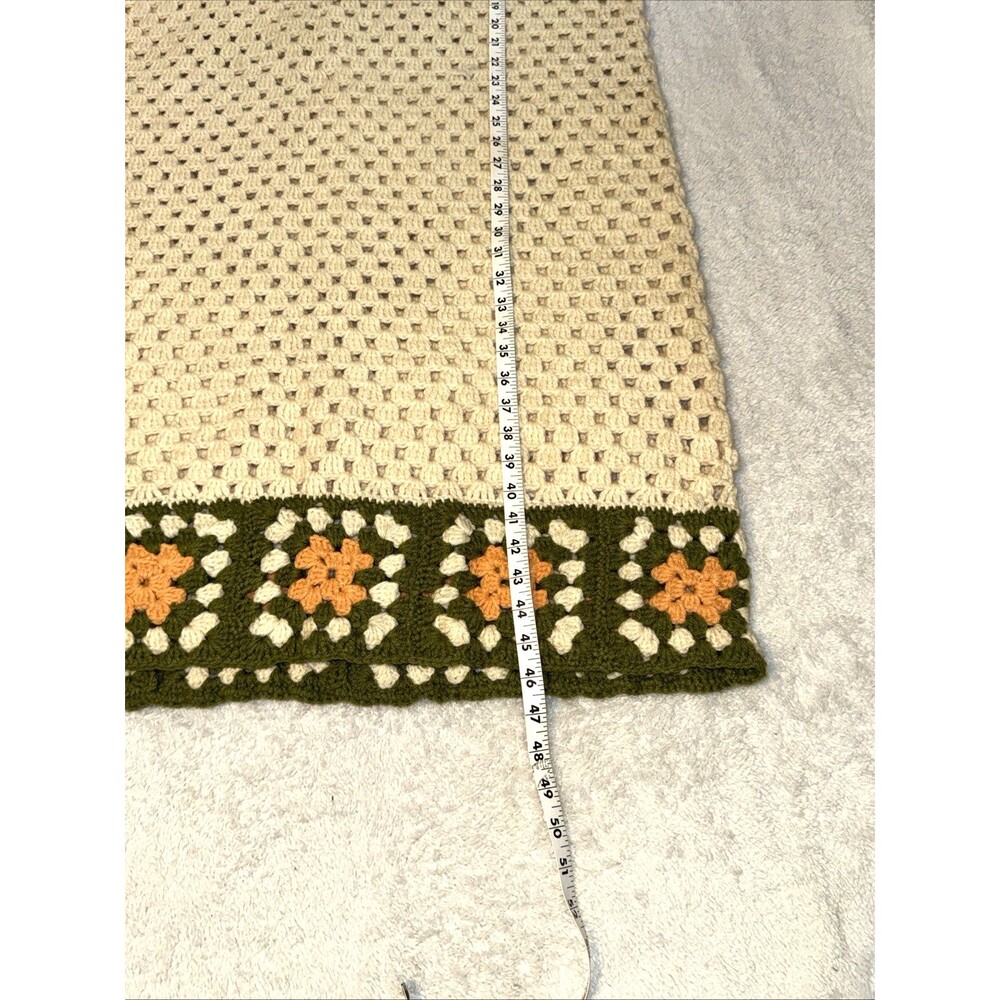 Handmade Crochet Jumper Dress L XL Granny Square Floral Country Green Boho - Picture 4 of 10
